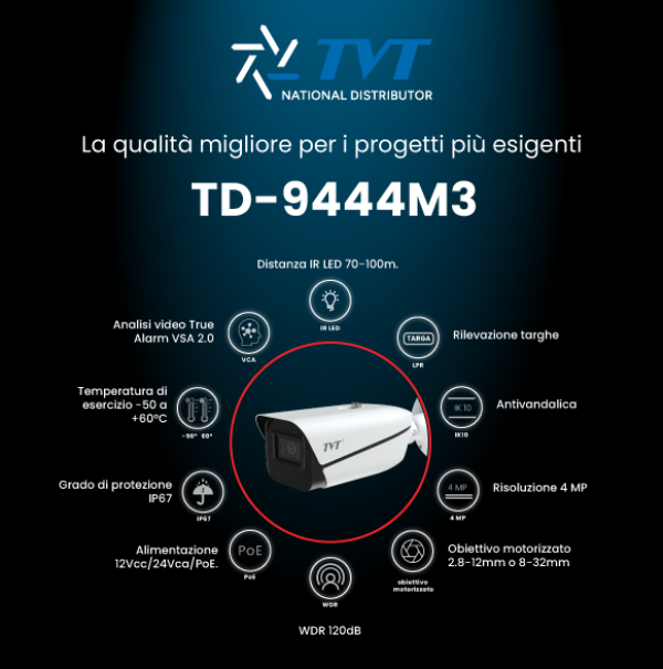 Altissima Qualità per i vostri progetti più esigenti. 🚀TVT TD-9444M3 Bullet 🚀
